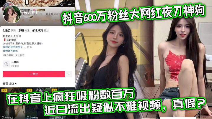 抖音600万粉网红夜刀神狗 私密自慰骚穴惨遭泄露