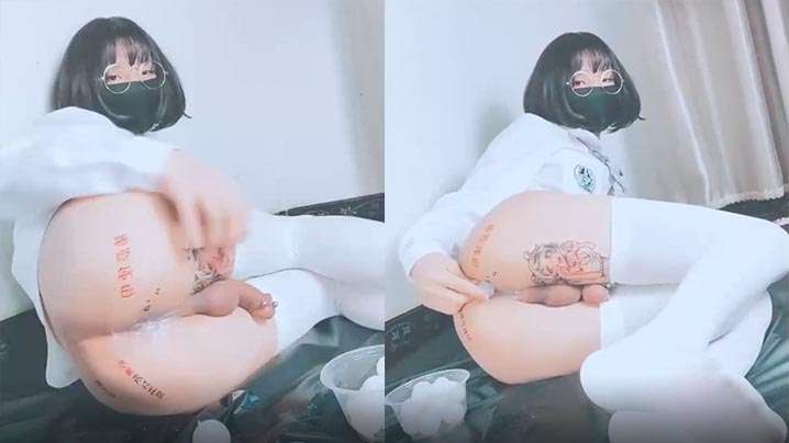 白丝伪娘被巨型肛塞爆菊产卵！后穴狂喷浓稠精液大放送！
